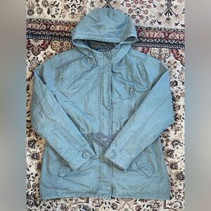 Ambiance Women Light Green Hooded Field Military Style Jacket full zip size 1XL